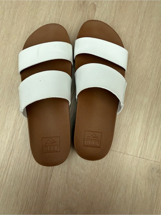 Reef Shoes - Reef Women's White and Brown Double Strap Slide Sandals